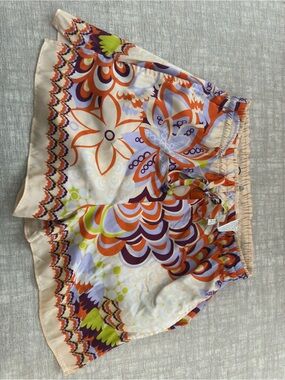 Zara Cream Shorts with Orange, Purple & Green Floral Print